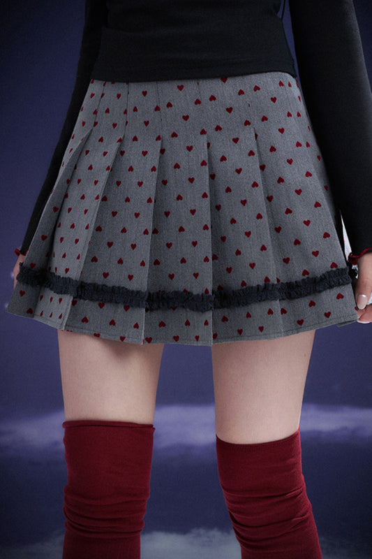 Red Flocked Sweetheart Skirt