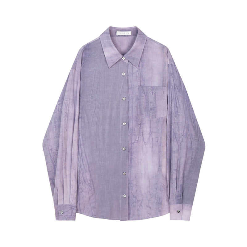 Retro Tie-Dye Washed Long Sleeve Tops