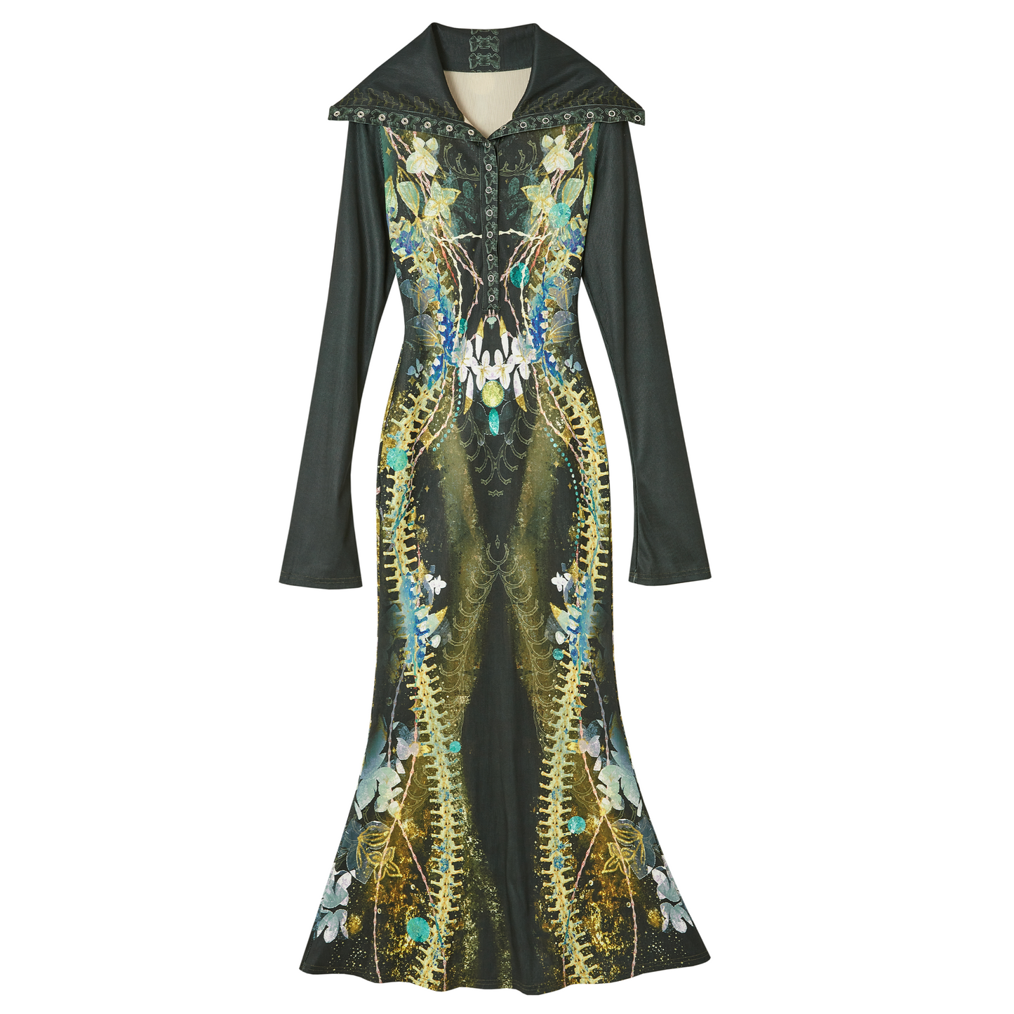 Bone Print Fishtail Dress