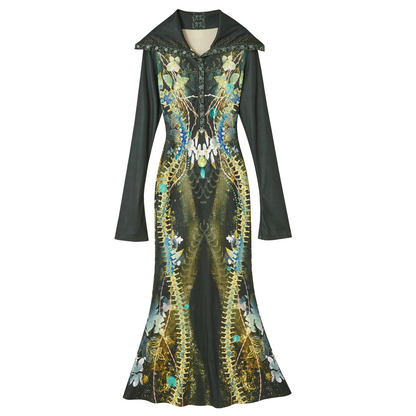 Bone Print Fishtail Dress