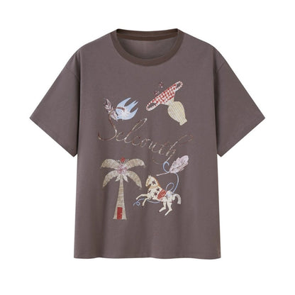 Lazy Wave Playful Print Short Sleeve T-shirt