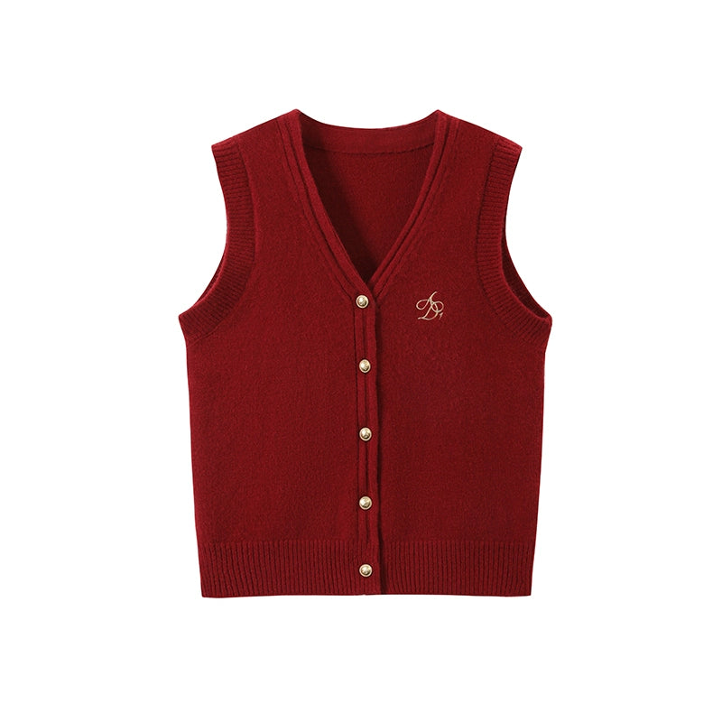 Woolen V-Neck  Slim Versatile Vest