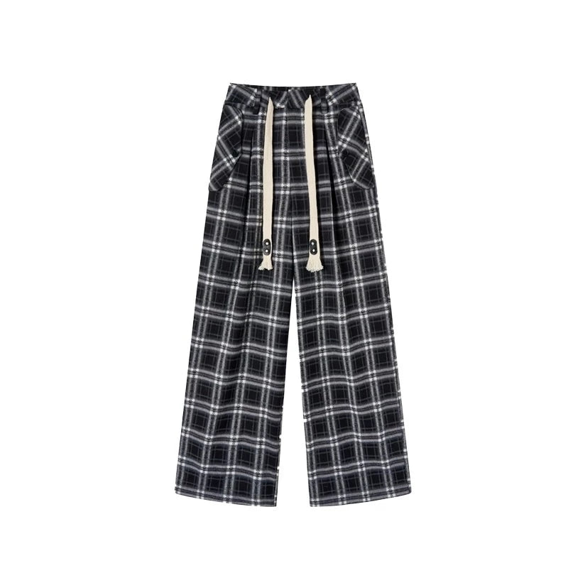 Simple Plaid Checked Track Pants