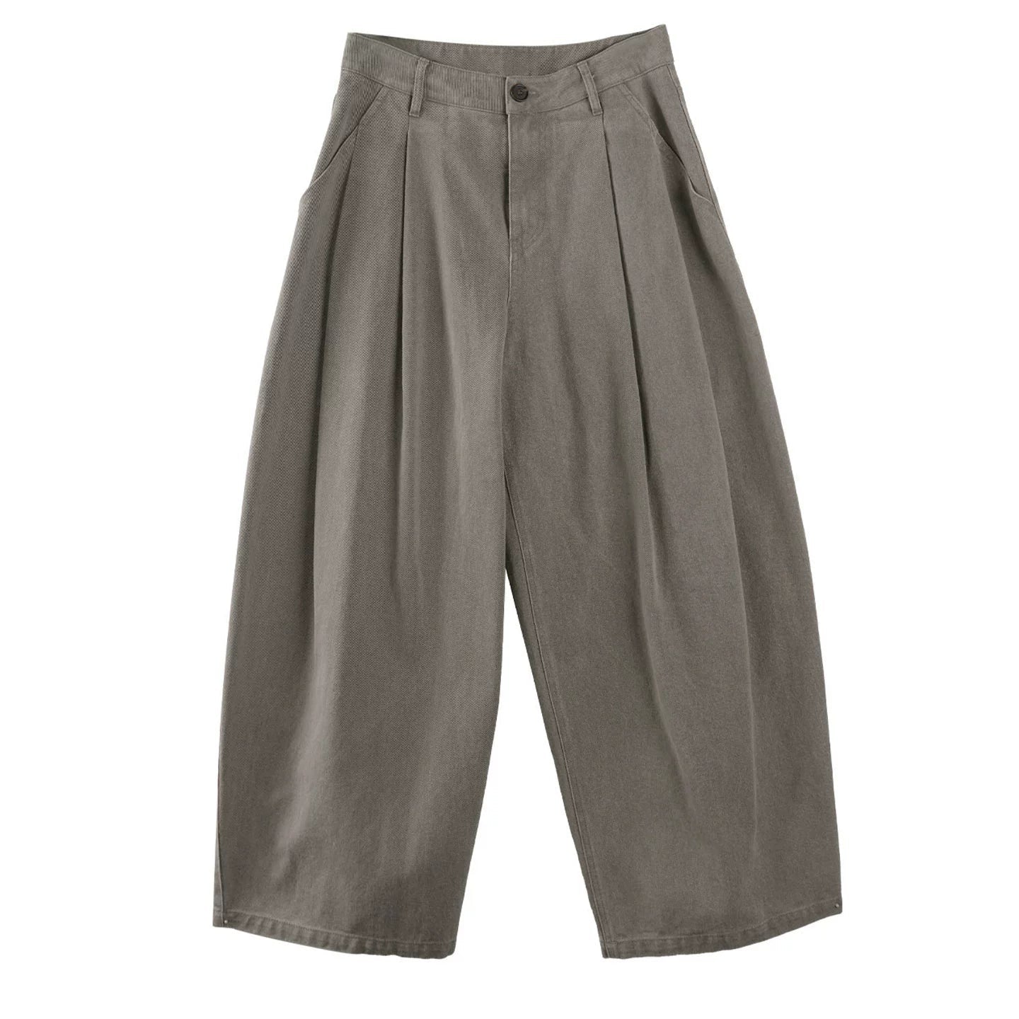 Retro Pure Cotton Pleated Pants