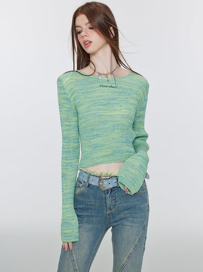 Embroidery Knitted Long Sleeve T-Shirt