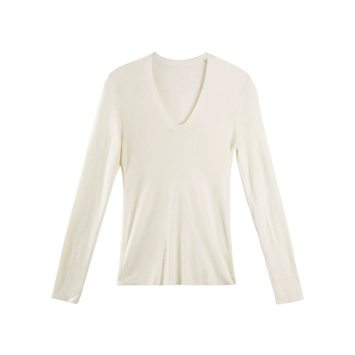 U-Neck Long-Sleeved Knit Top