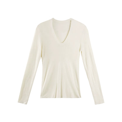U-Neck Long-Sleeved Knit Top