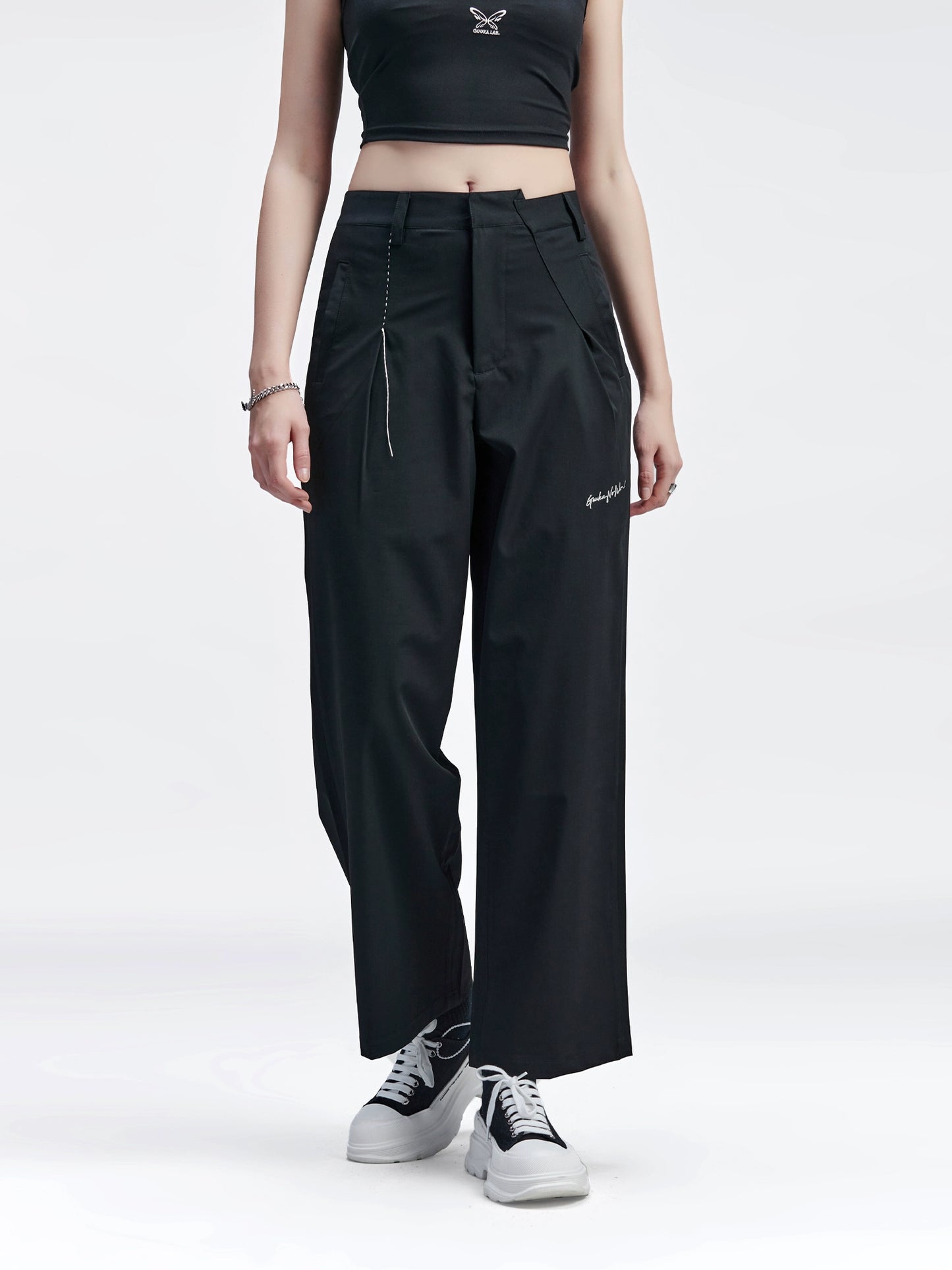 Pleated Straight Casual Pants