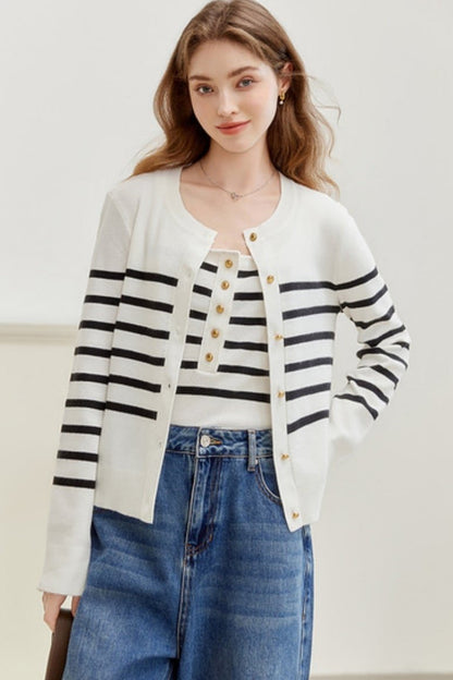 Striped Wool Cardigan Set