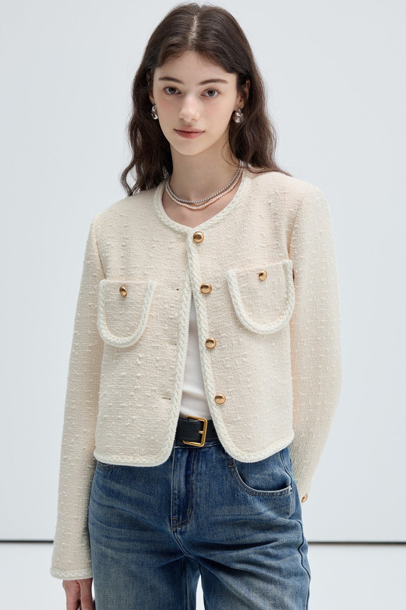 High-End Wool Cropped Jacket