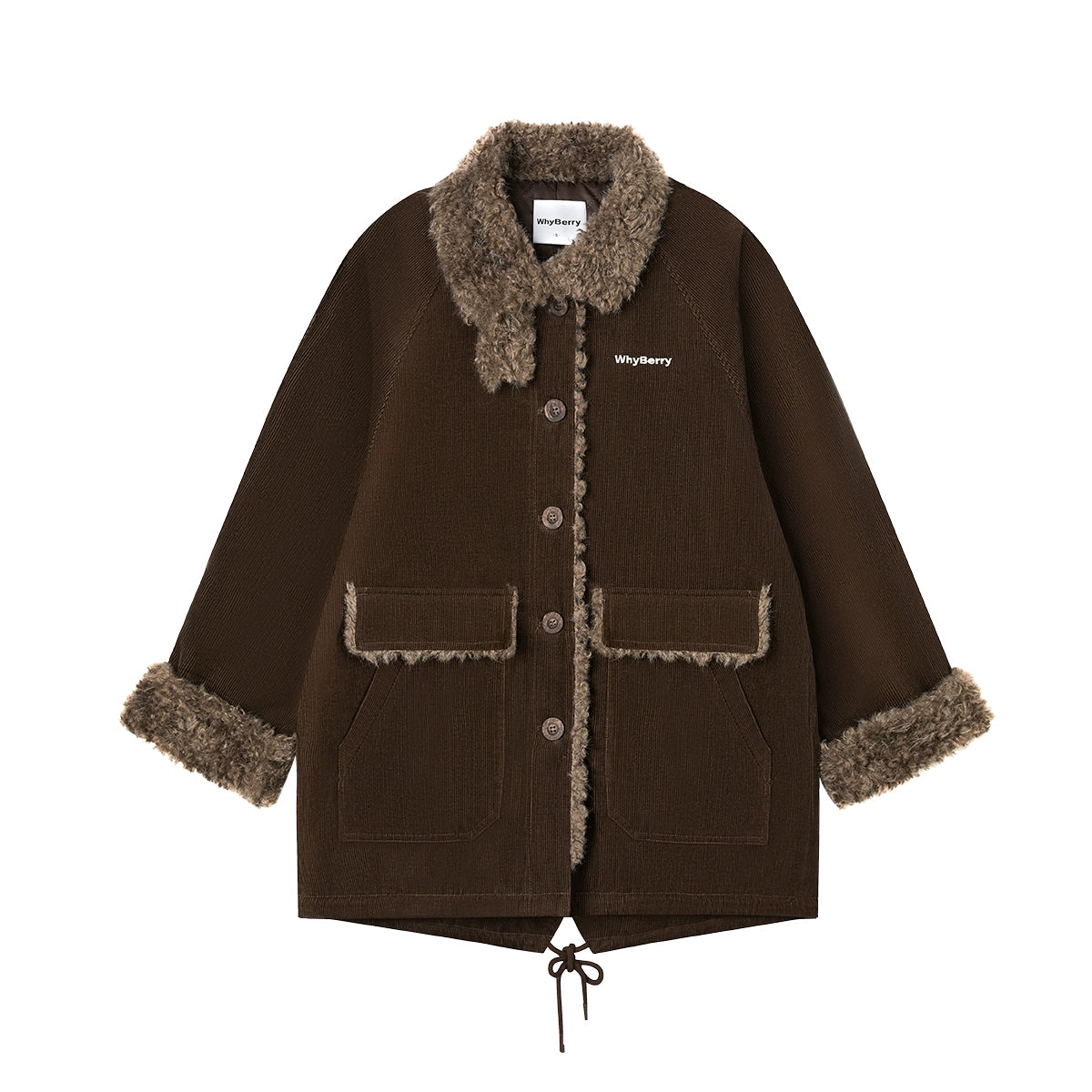 Corduroy Patchwork Fur Collar Jacket