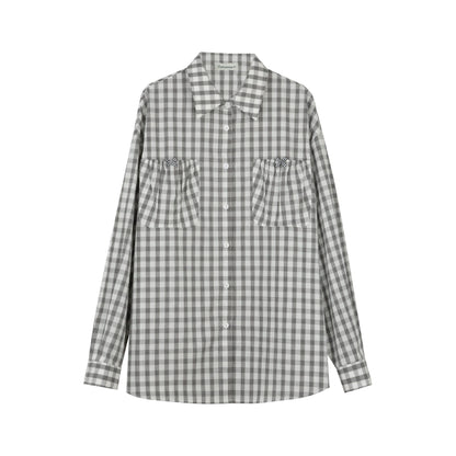 Vintage Bow Pocket Long-sleeved Shirt