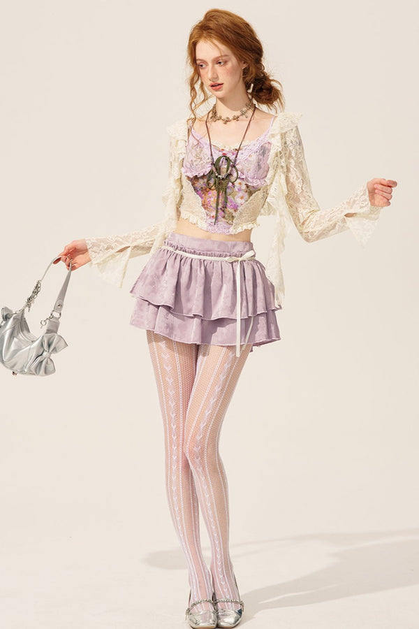 Purple Haze Lace Top and Skirt Set-UP