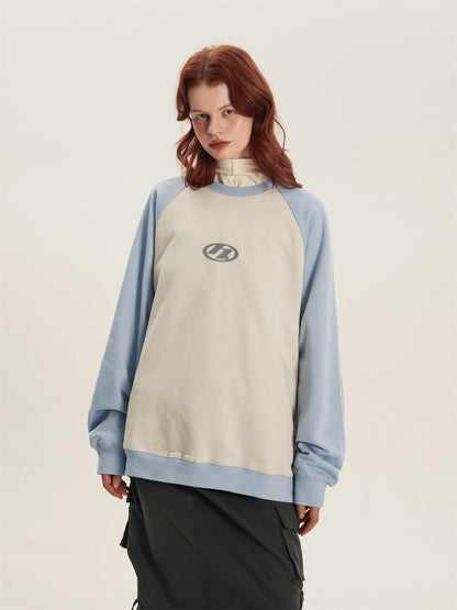 N print raglan sleeves round neck sweatshirt coat