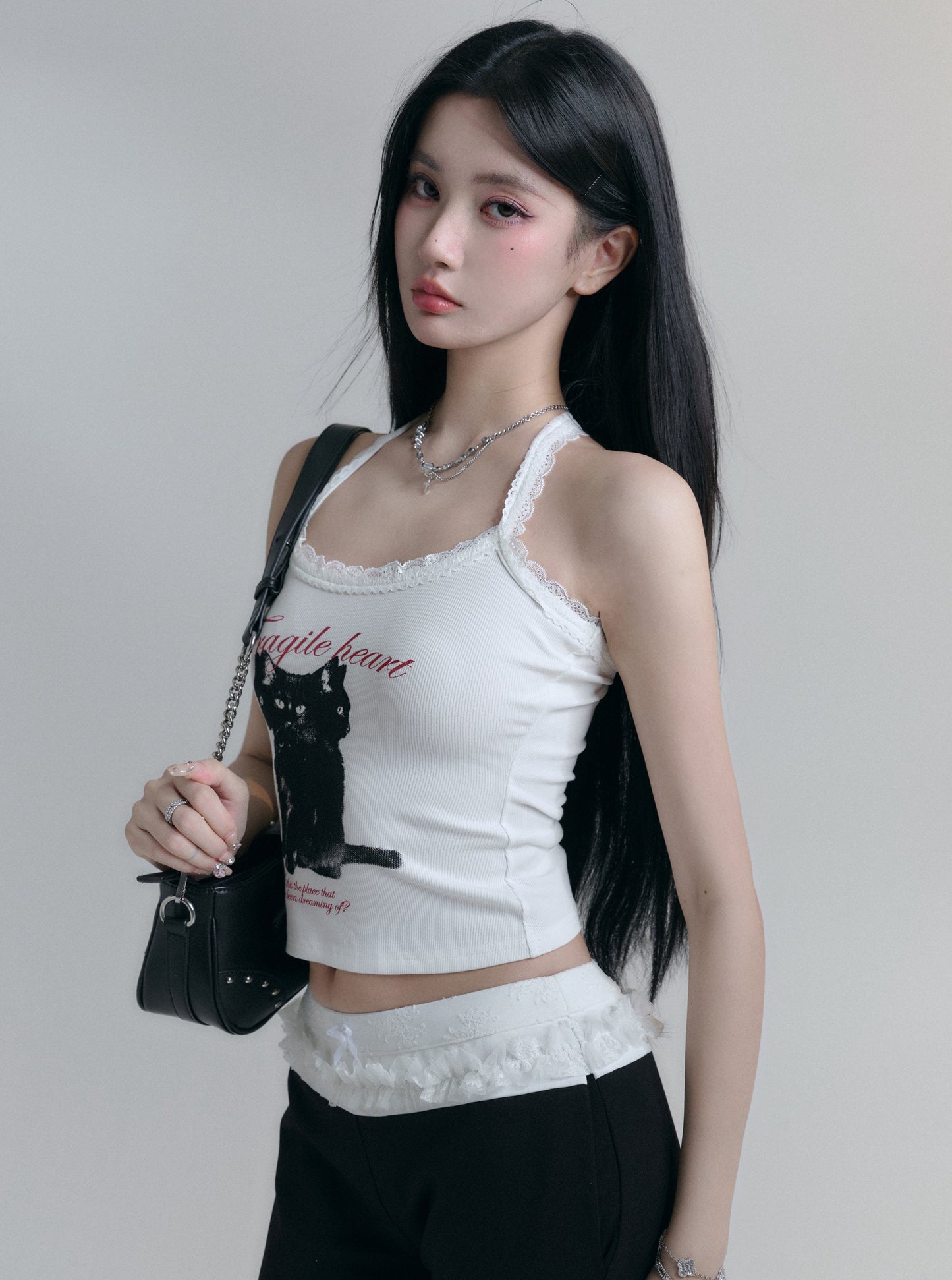 [Spot] fragile store - happy kitten oxygen sense vielseitig hot girl cat print camisole