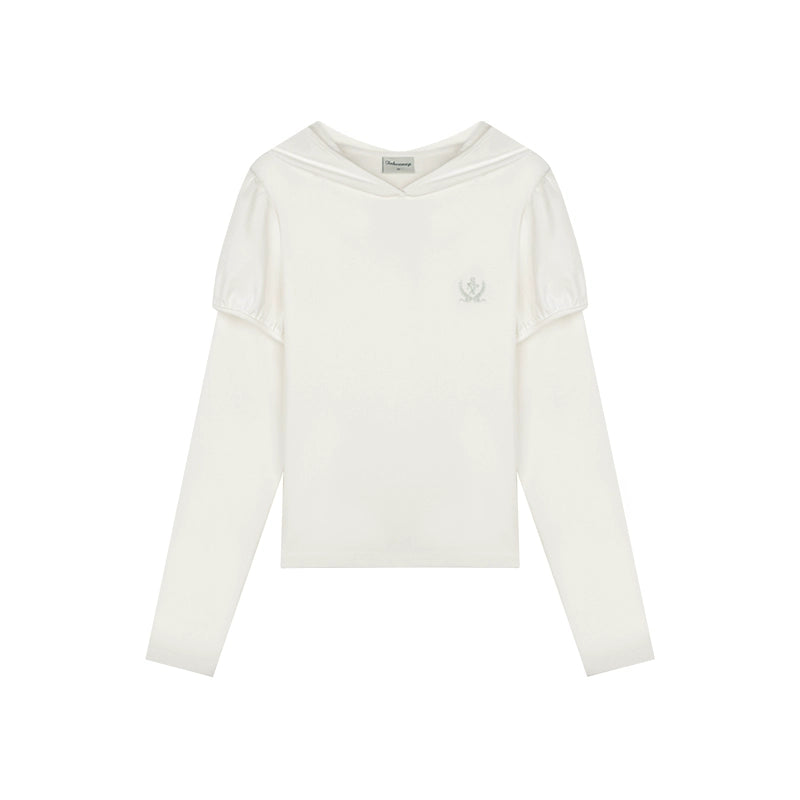 Panelled Puff Sleeve Layering Sweatshirt