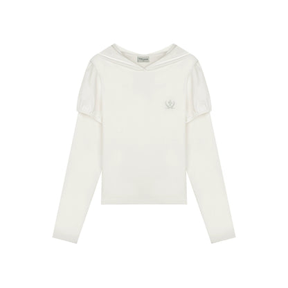 Panelled Puff Sleeve Layering Sweatshirt
