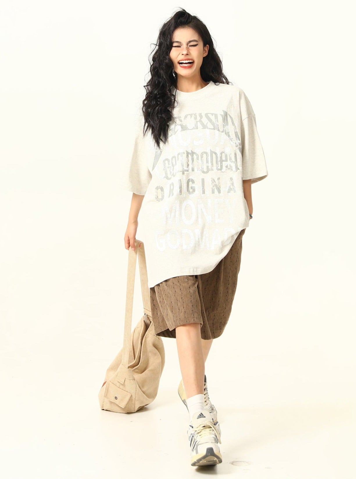 American Vintage Fuzzy Letter Print T-Shirt