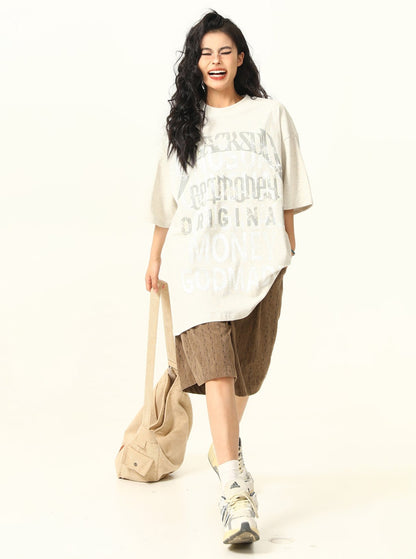 American Vintage Fuzzy Letter Print T-Shirt