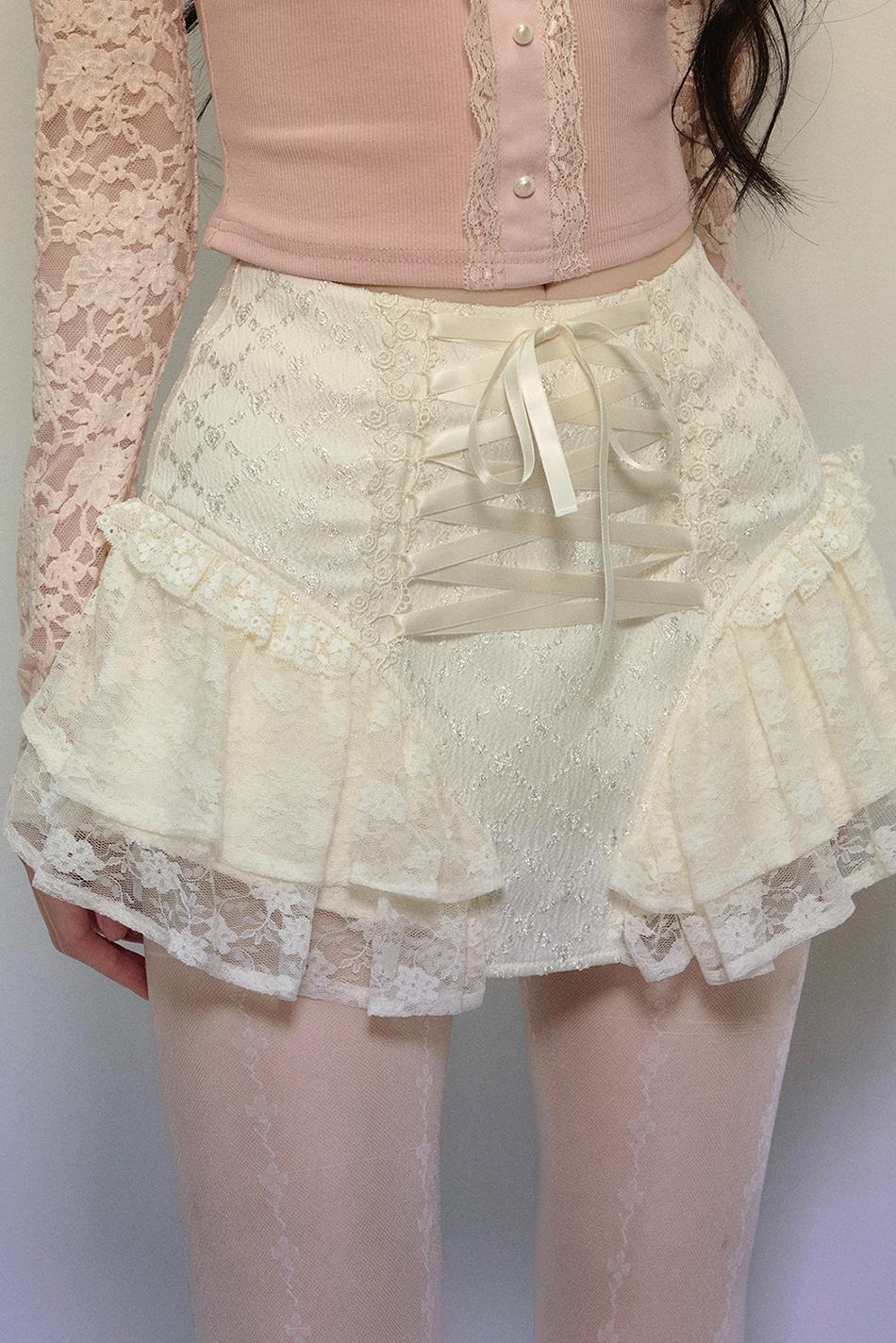 Ballet Aesthetics Irregular Lace Skirt