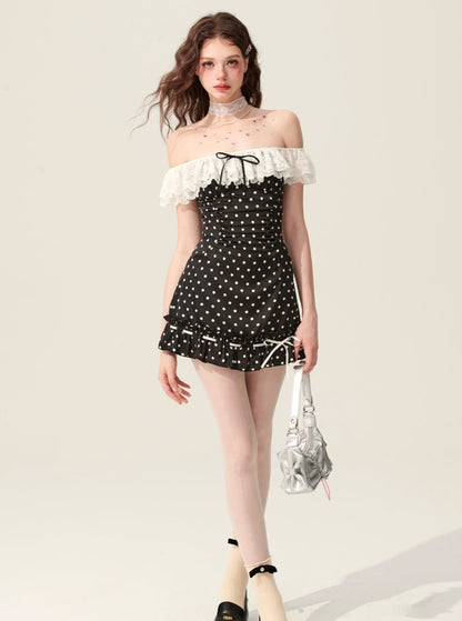 Mulberry Polka Dot Lace Dress