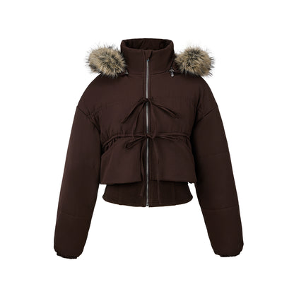 Fur Collar Cropped Cotton Jacket