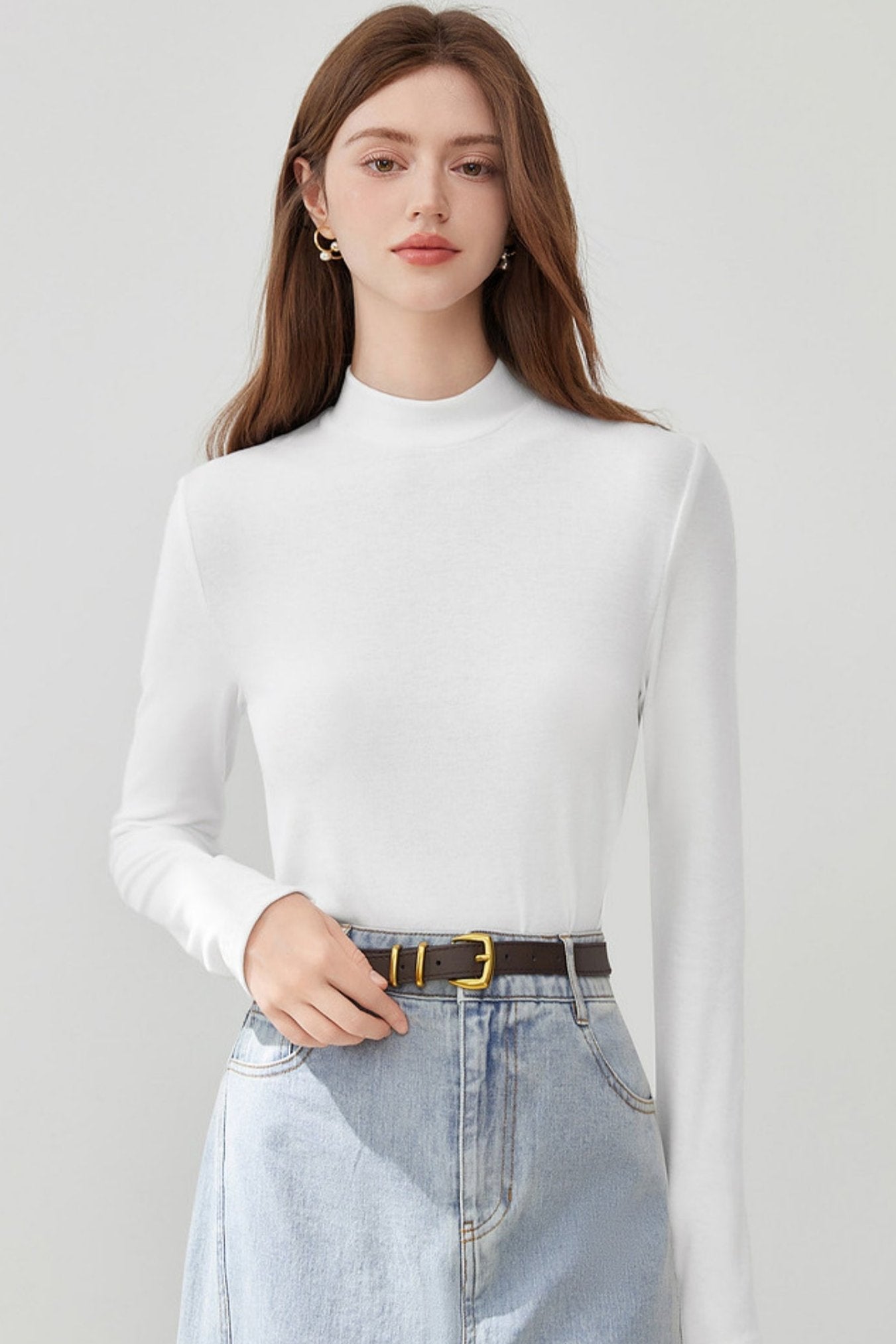 Semi-High Neck Knitted Base Shirt