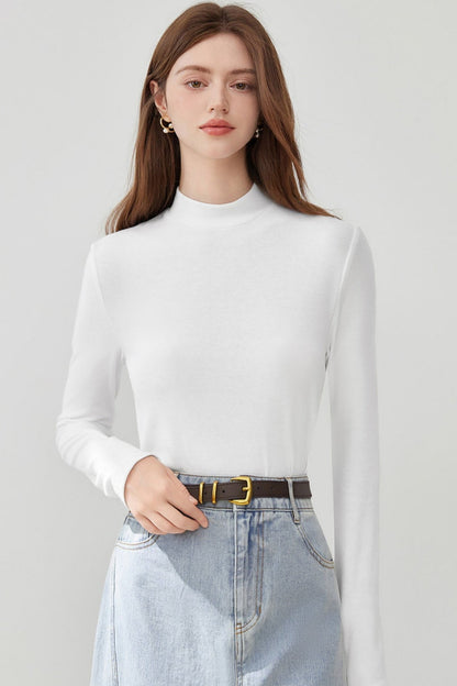 Semi-High Neck Knitted Base Shirt