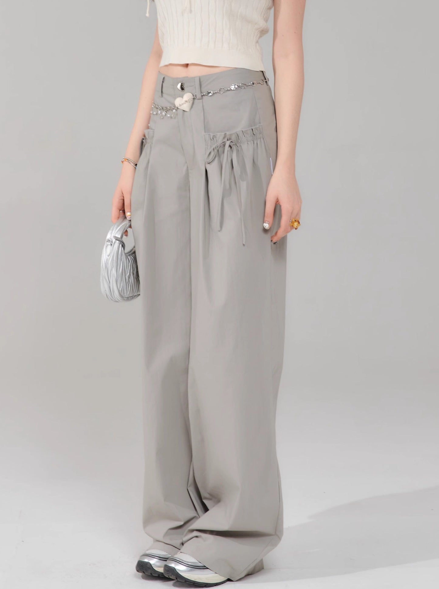 Retro High Waist Gray Pants