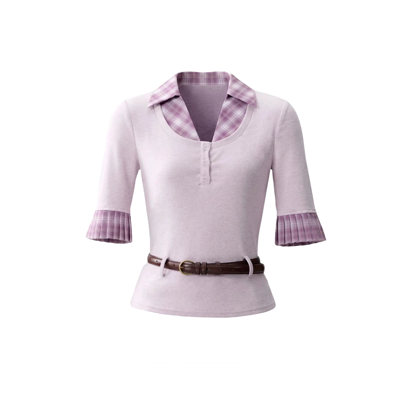 Misty Purple Patchwork Blouse Set-Up