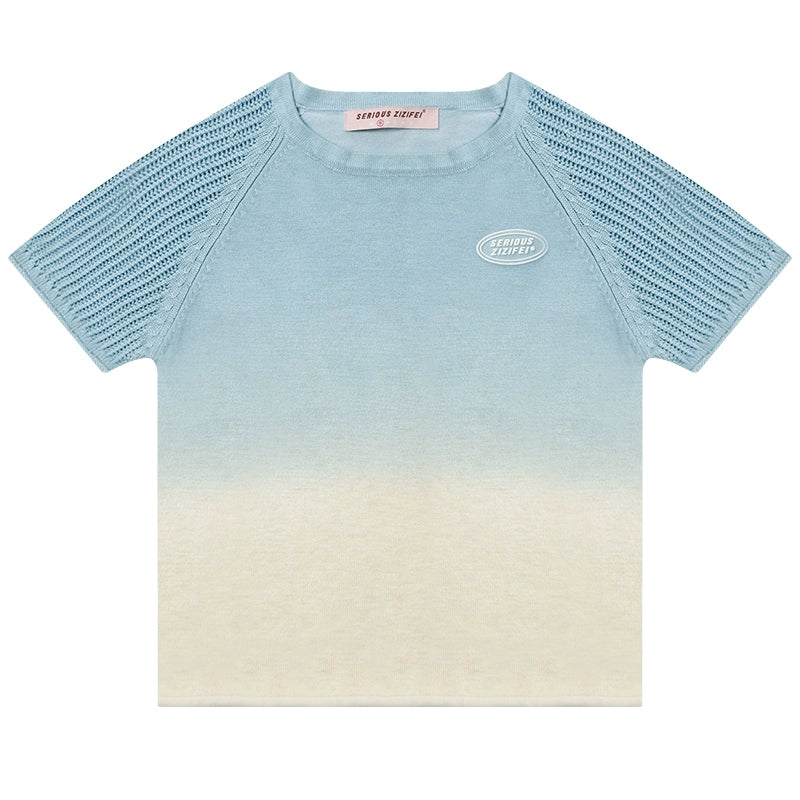 Retro Gradient Cutout T-Shirt