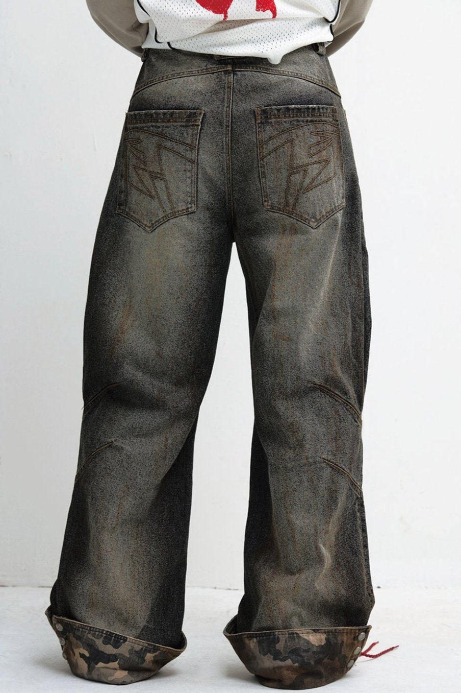 Vintage Distressed Camouflage Trousers