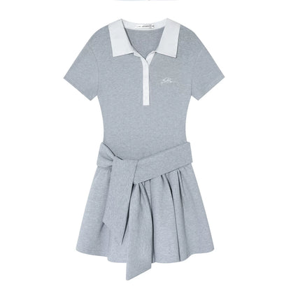 Contrasting Polo Puffy Dress