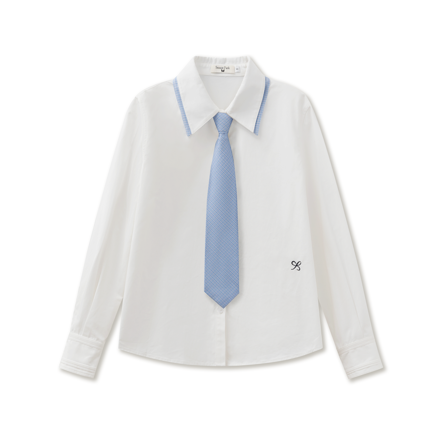 DOUBLE COLLAR COLLEGE TIE LOOSE SHIRT