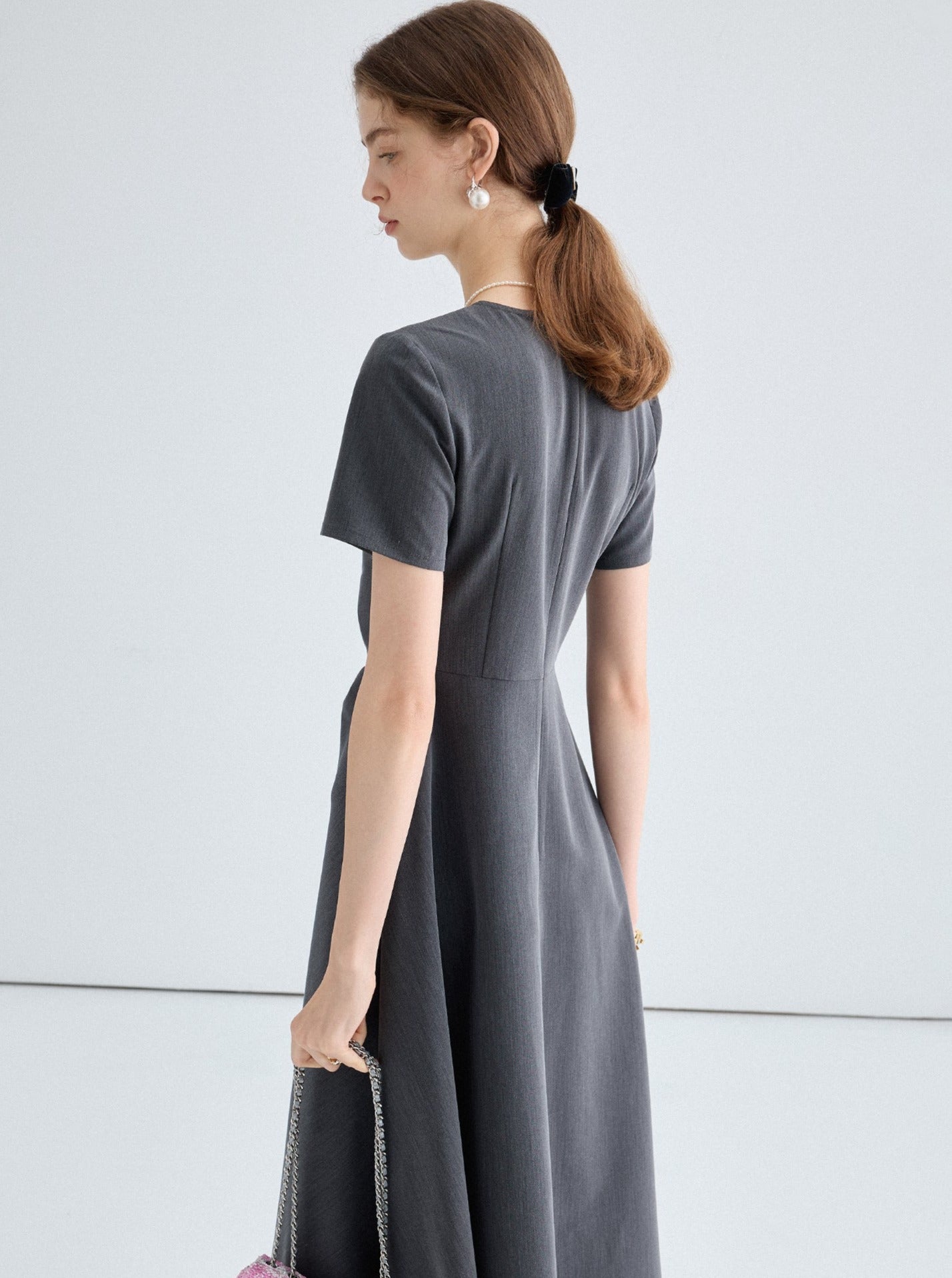 Waist Pinch Pleats T-Shirt Dress