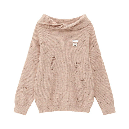 Off-Shoulder Long Sleeve Loose Knit Tops