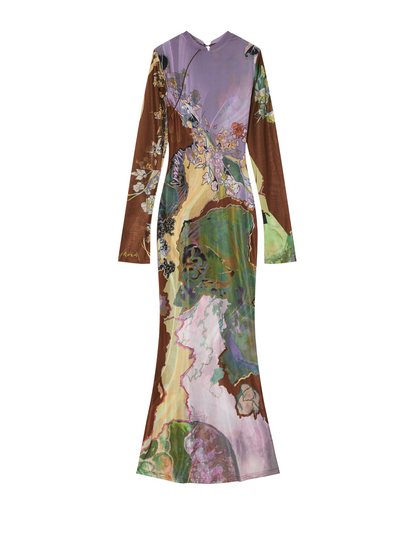 Contrast Color Cheongsam Dress