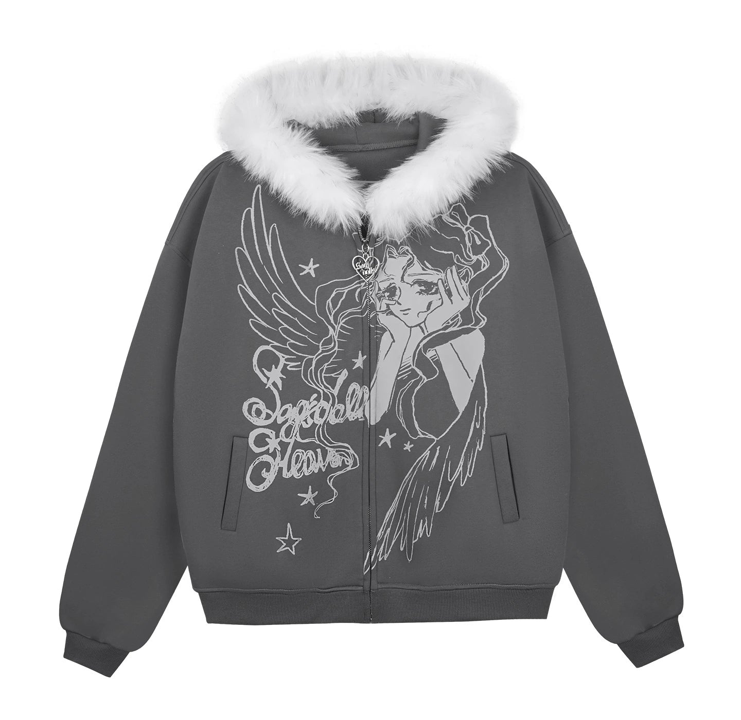 Angel Manga Print Fleece Jacket