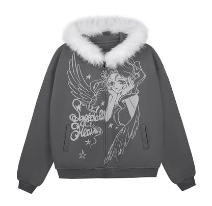 Angel Manga Print Fleece Jacket
