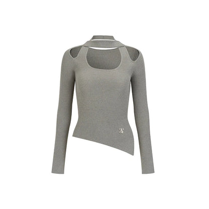 VIAPITTI Design Sinn unregelmäßige Neckholder vielseitige langärmelige Strickwaren Damen Herbst und Winter Babys Basisschicht Top