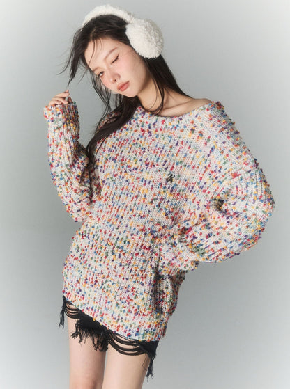 colorful ball padded pullover sweater