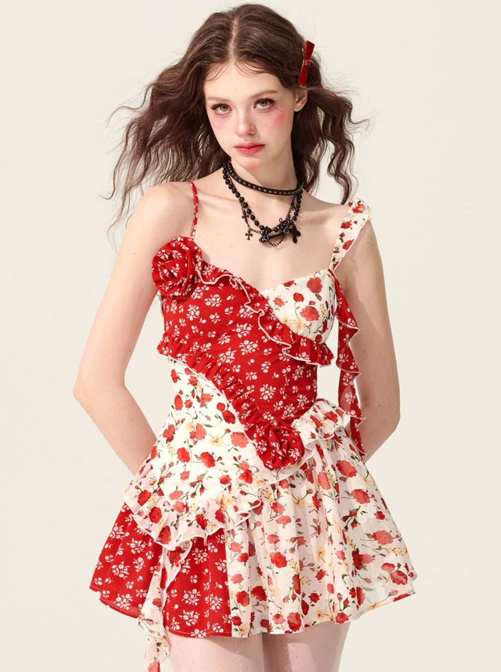 Red Fantasy Floral Dress