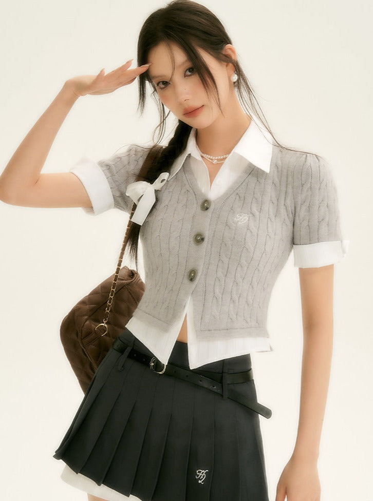 Short Sleeve Pleated Skirt