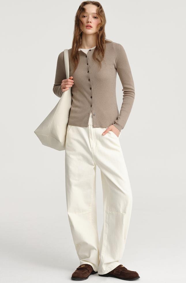 Versatile White High-Waisted Draped Jeans