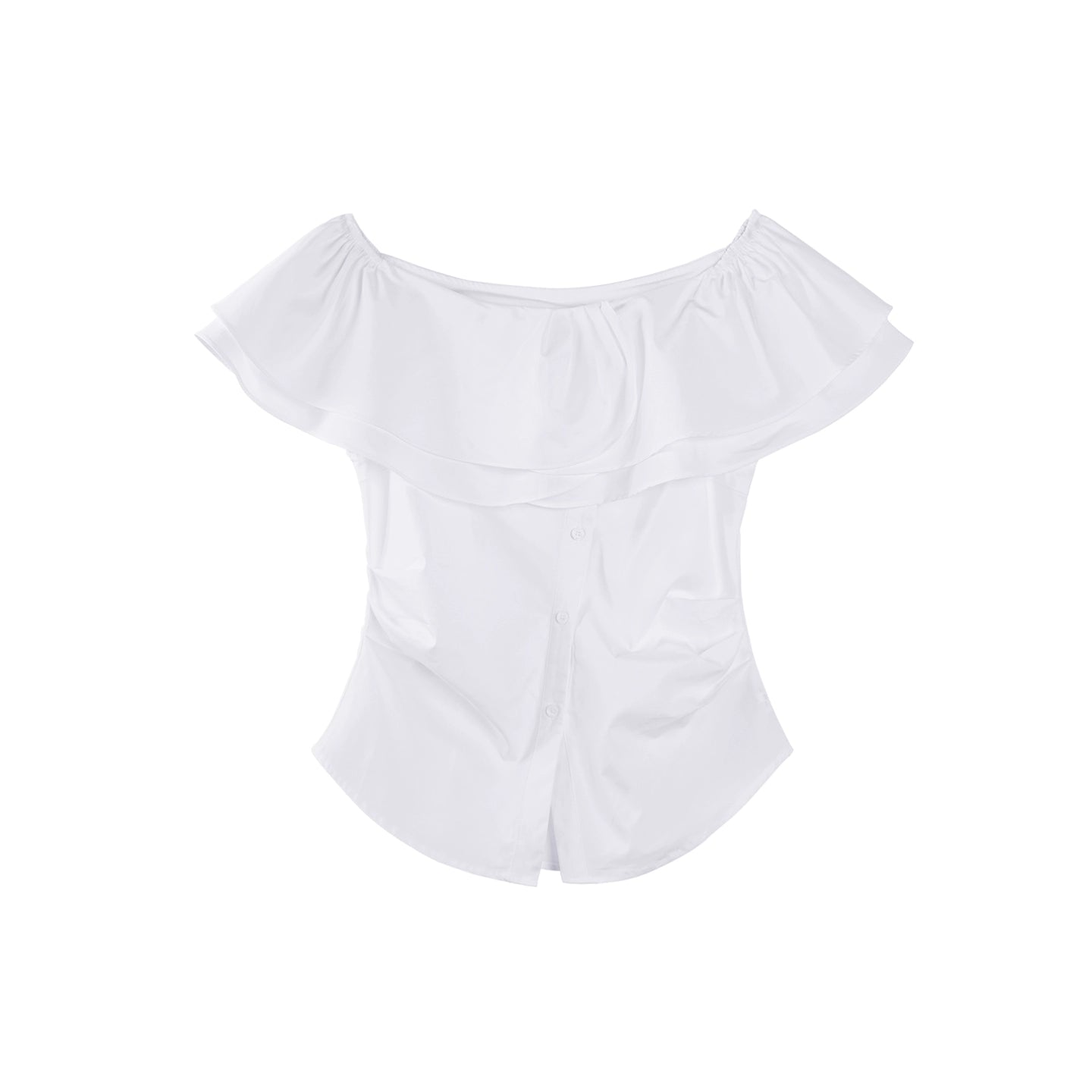 Blue Asymmetrical Ruffle Top