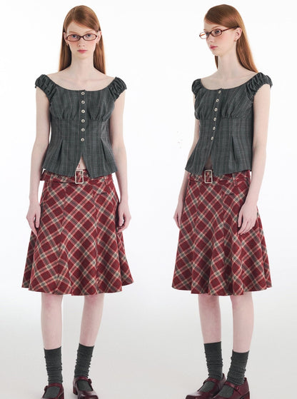 Retro Academy Checked Skirt