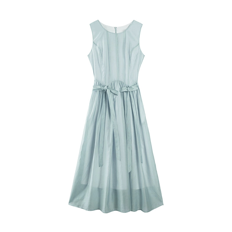 Pink And Blue Tencel A-Line Dress