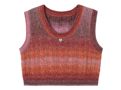 Round Neck Knitted Sweater Vest