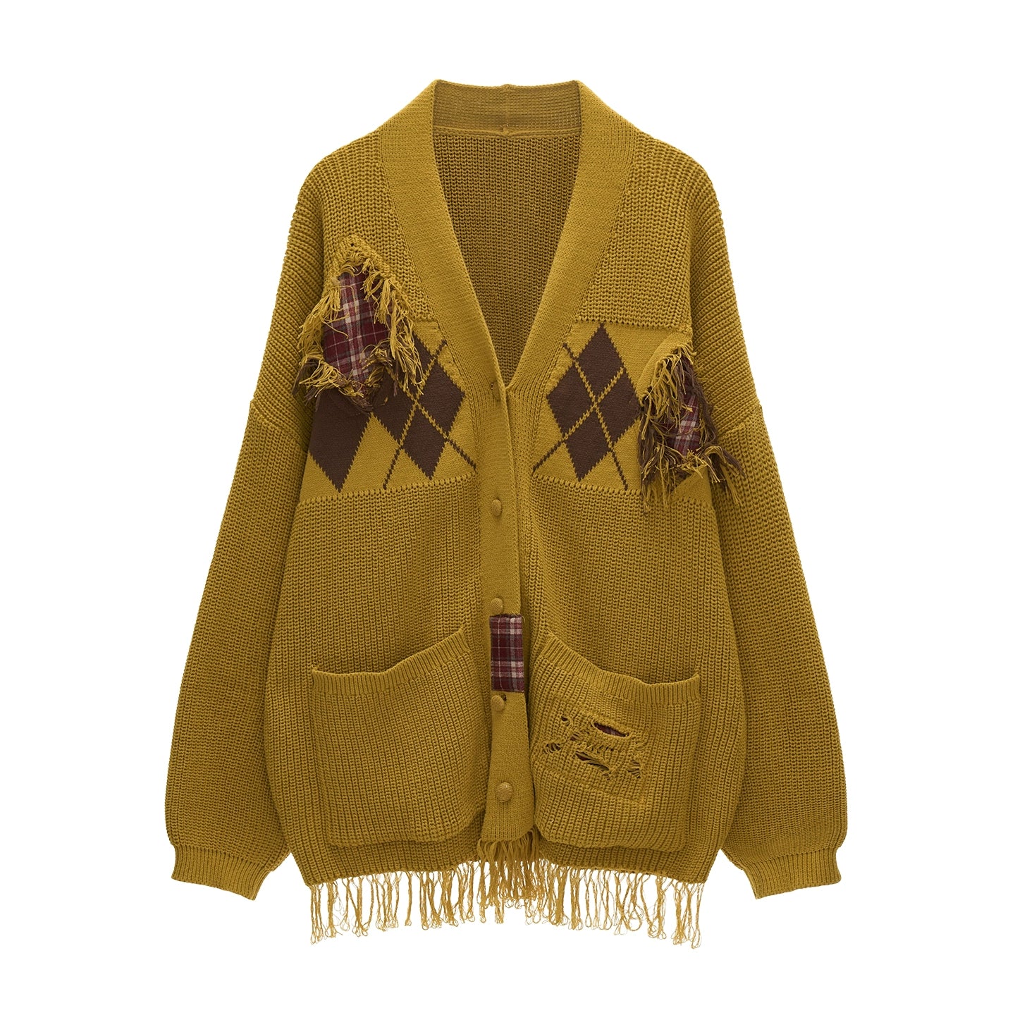Patchwork Tassel Knit Sweater Jacket