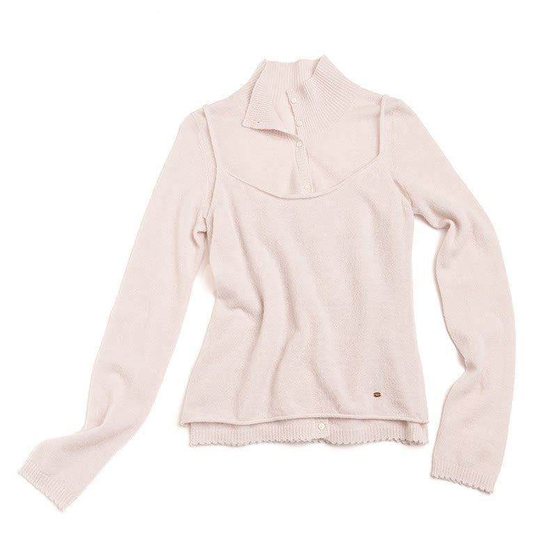 Doll Collar Knitted Cardigan Set-Up